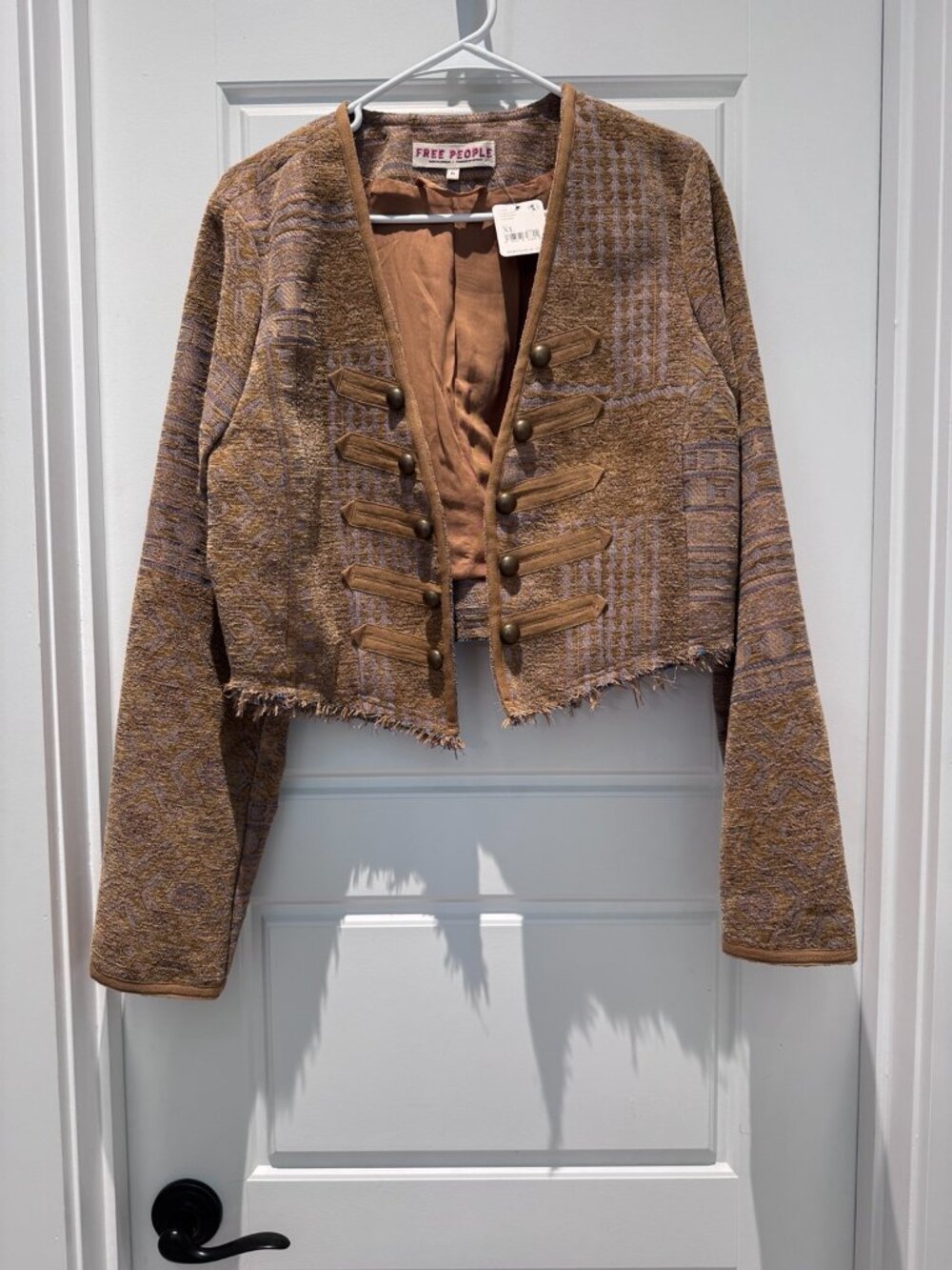NWT Free People Juliette Cropped Jacket XL Gold Combo Military MSRP $198
